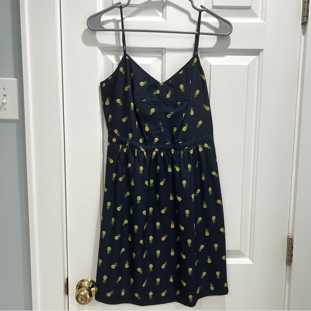 J. Crew Navy Pineapple Print Dress Size 4
